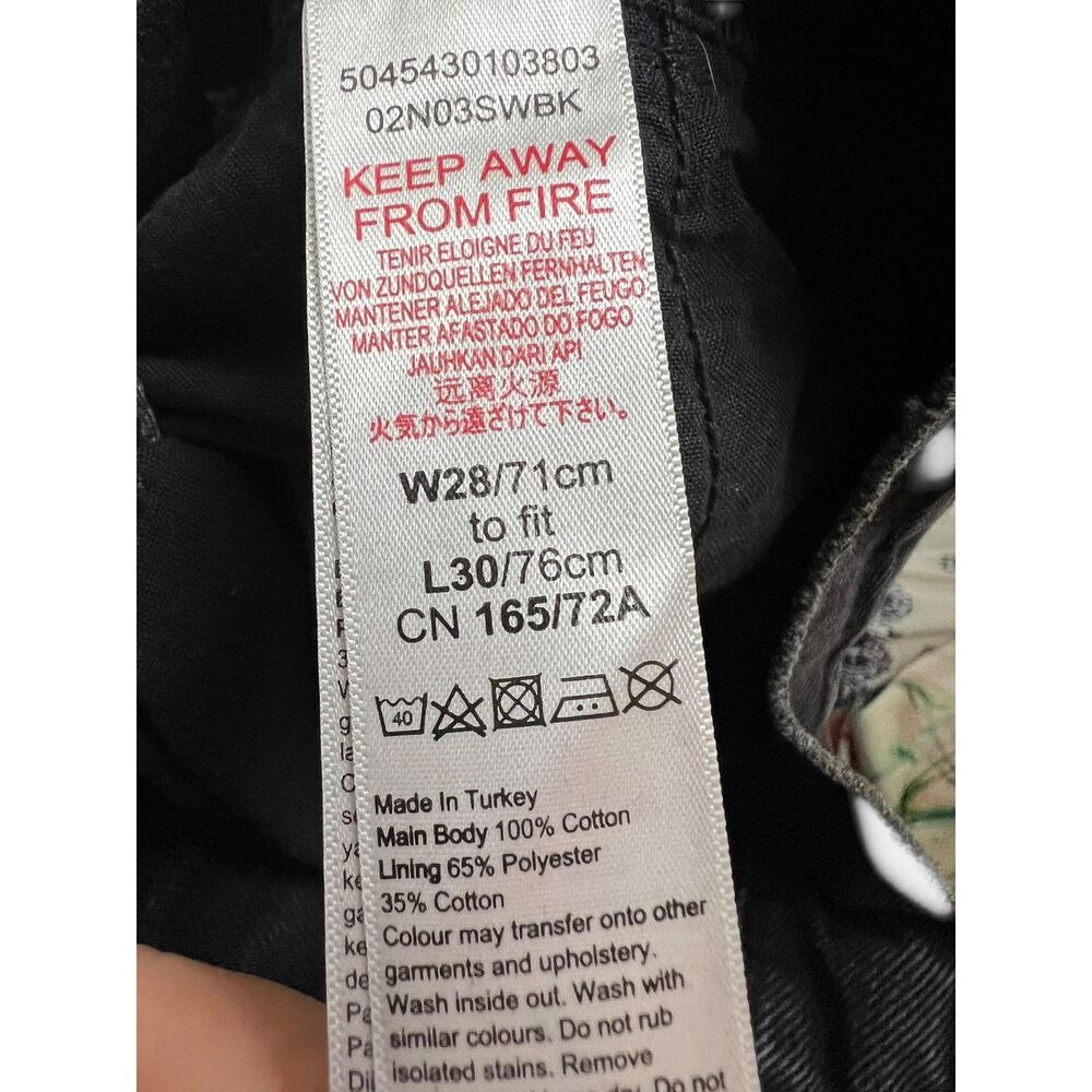 Topshop Dad High Rise Straight Jeans Womens W28 L30 Black Charcoal Distressed - Picture 6 of 6
